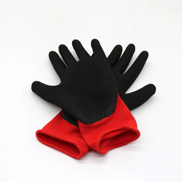 Hy 13 Gauge Finish Nirile Working Glove Sand Blasting Gloves Use For Hardware Store Nitrile Sandy Coated Mitten Red Buy Sand Blasting Gloves Nitrile Sandy Coated Gloves Finish Nirile Working Glove Product On