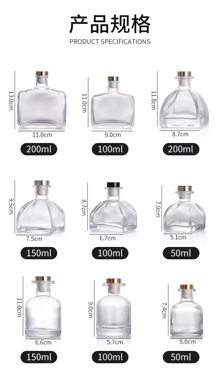 product 500ml round square reed diffuser sticks aroma oil bottle air fresh fragrance bottle glass reed diffuser bottle-7