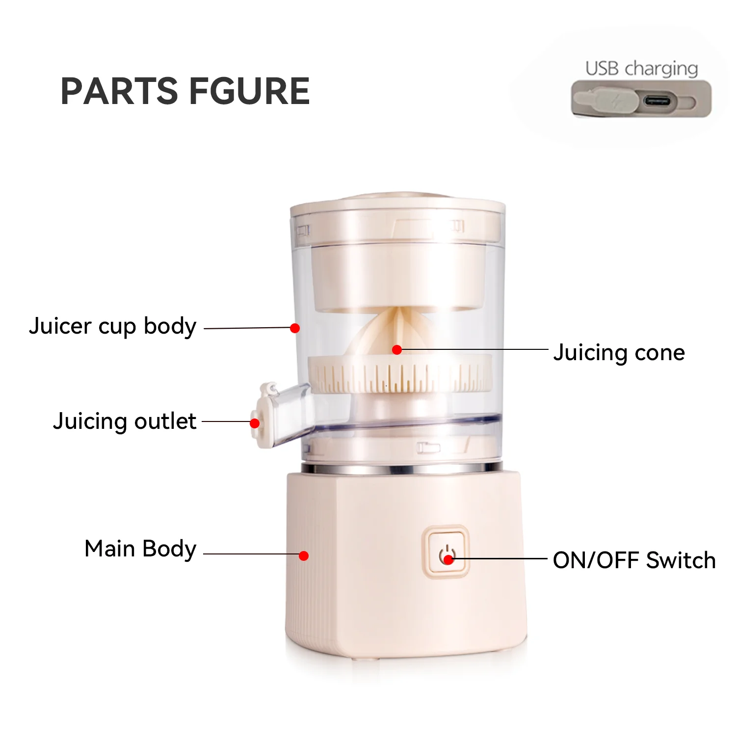 Private Label Custom Small Rechargeable Citrus Juicer with Usb Charging
