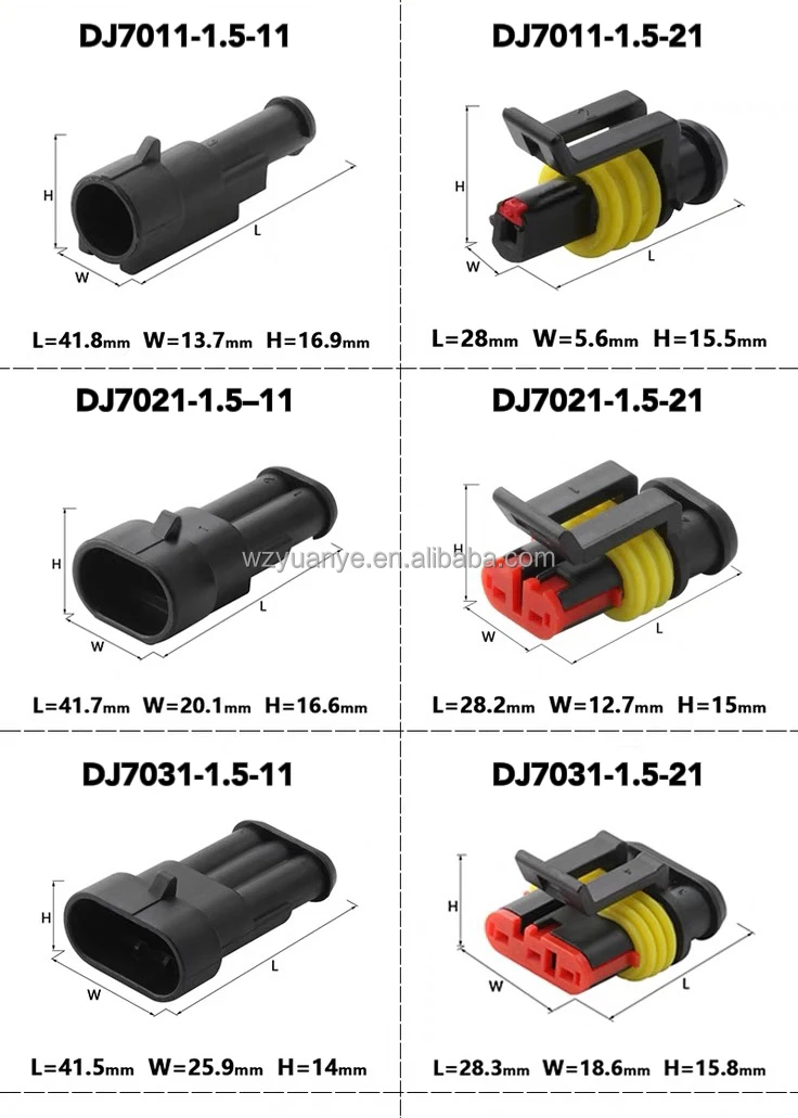 Pa66 Connector 1 2 3 4 5 6 Pin Way Super Seal Amp Male And Female ...