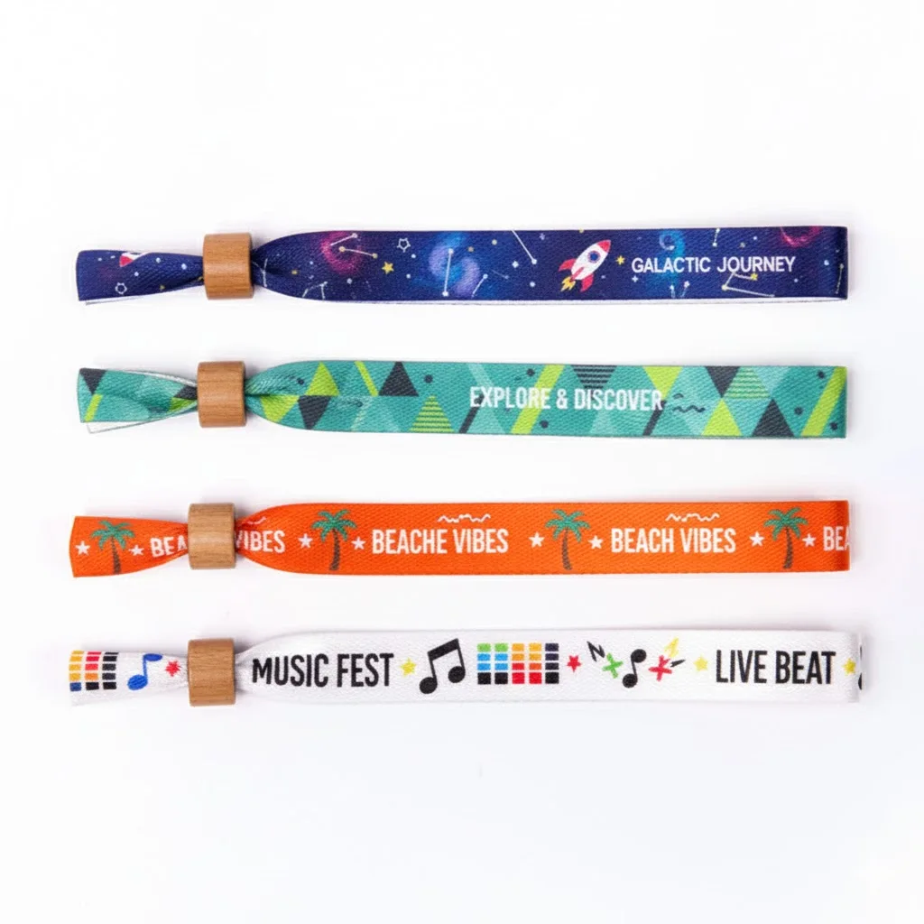 product best selling environmentally friendly rpet custom fabric wristband with slide lock for vip concert festival-5