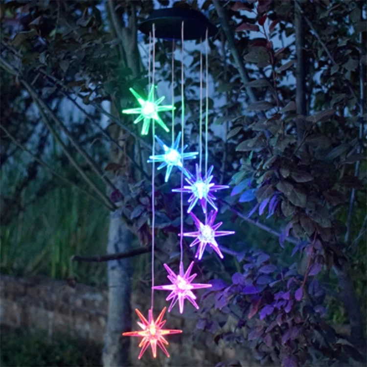 LED Color Changing Solar Wind Chime Light 6 Hummingbird Butterfly Wishing Bottle Waterproof Outdoor Garden Patio Decor Light