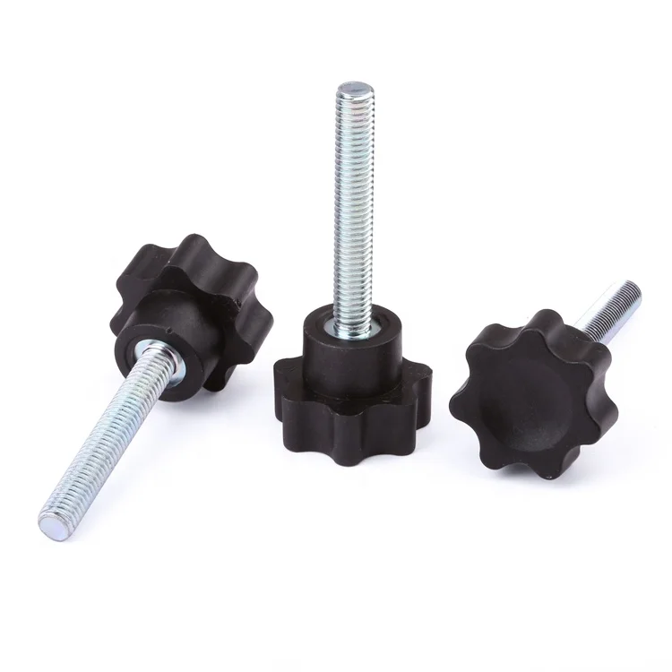 Plum blossom handle bolt black plastic head five pointed star handle screw M3-M8 machine screw