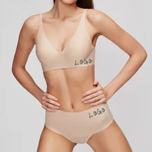 Factory Wholesale Jelly Seamless Skin-Friendly Elegant Thin Bralette Panties Briefs BH Set Wireless  Adjustable Push up Bra Set