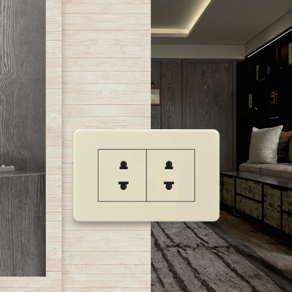 VNX 85 Series Double 2Pin Beige Color 118mm*72mm Electrical Wall Socket Power Outlets