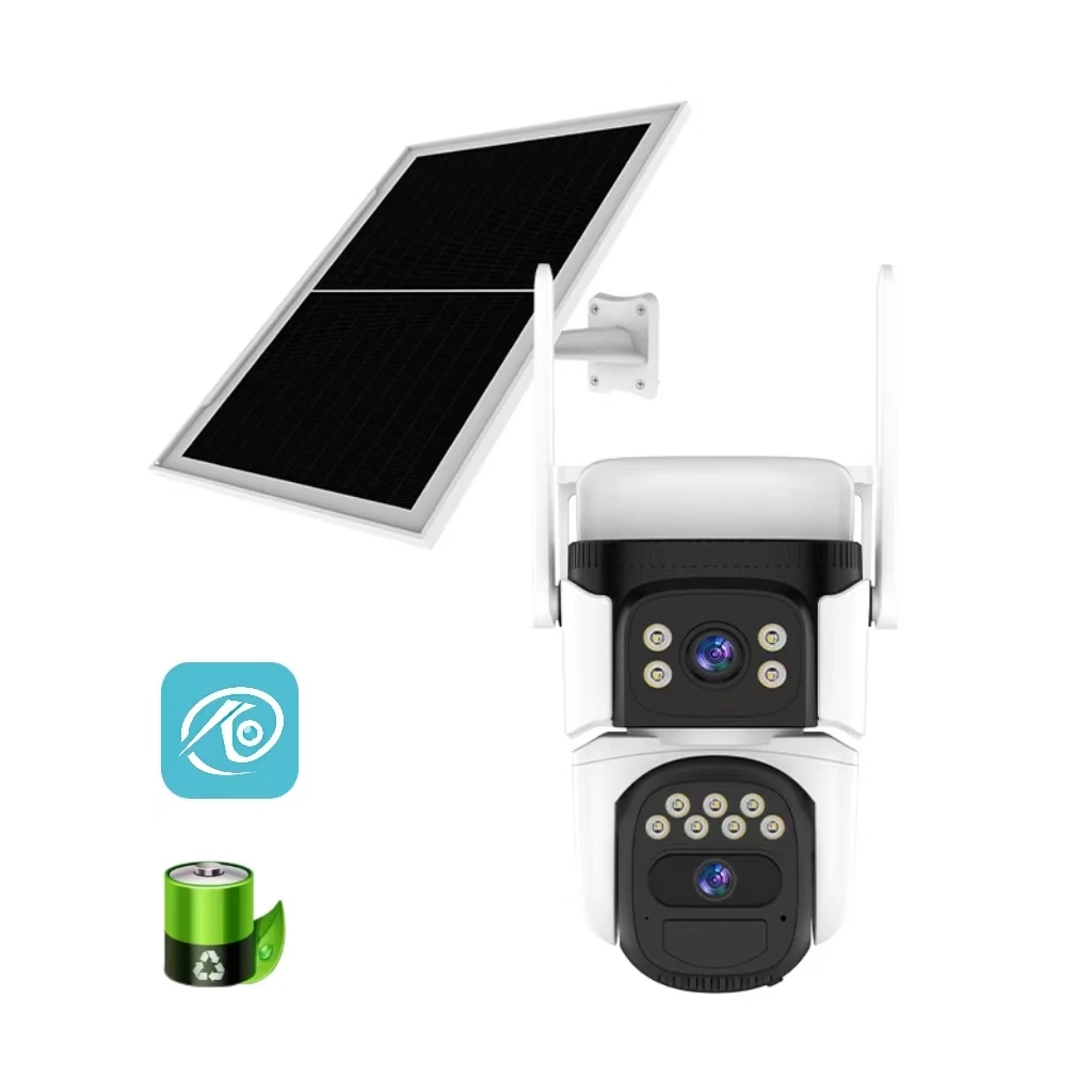 Caméra Extérieure Caméra Surveillance 4K Extérieure - Double Objectif Et Panneau Solaire Intégré Surveillance Automatique Humaine