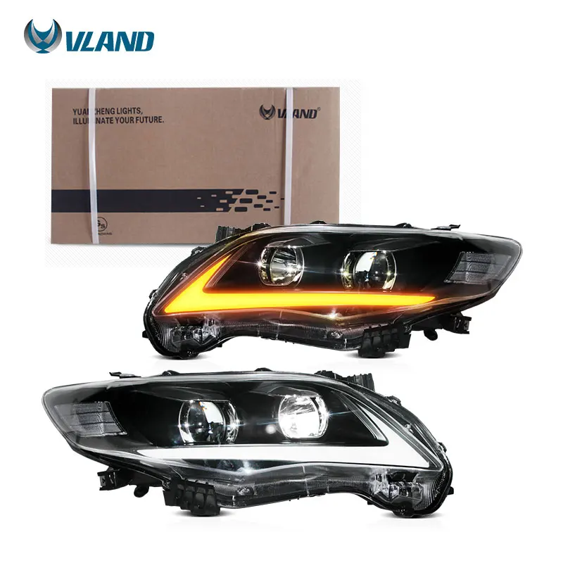 VLAND LED DRL Projector Headlights For 2011-2013 Toyota Corolla – Black Housing, Clear Lens