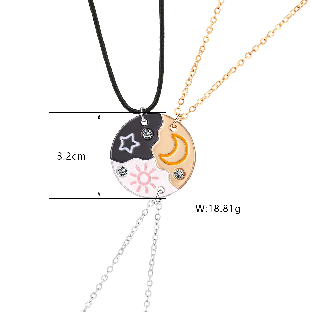 Collier Soleil Et Lune Pour Meilleure Amie - Acier Inoxydable, Longueur Ajustable - Cadeau Sœur, Mère, Couple - 8