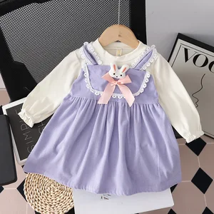 LeisurePrincess Skirt Girls' Dress Autumn New Style Cute Children's Clothing Bow Decoration Woolen Summer Dress