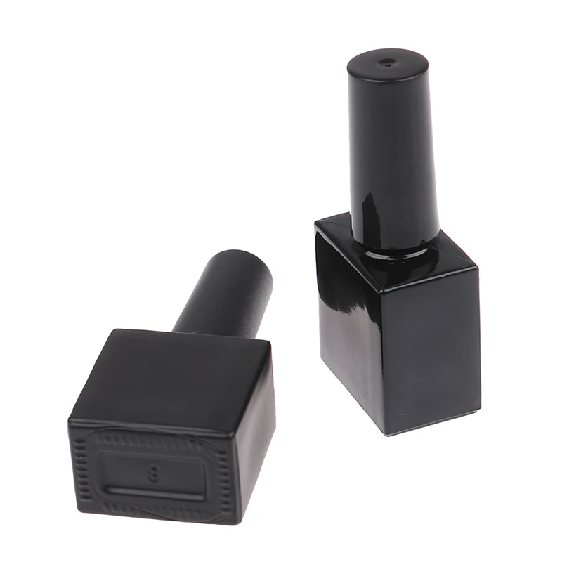Manufacturers 10ml Flat Square Matte Glossy Black Empty Nail Polish Bottle for UV Gel Cosmetic Packaging Box