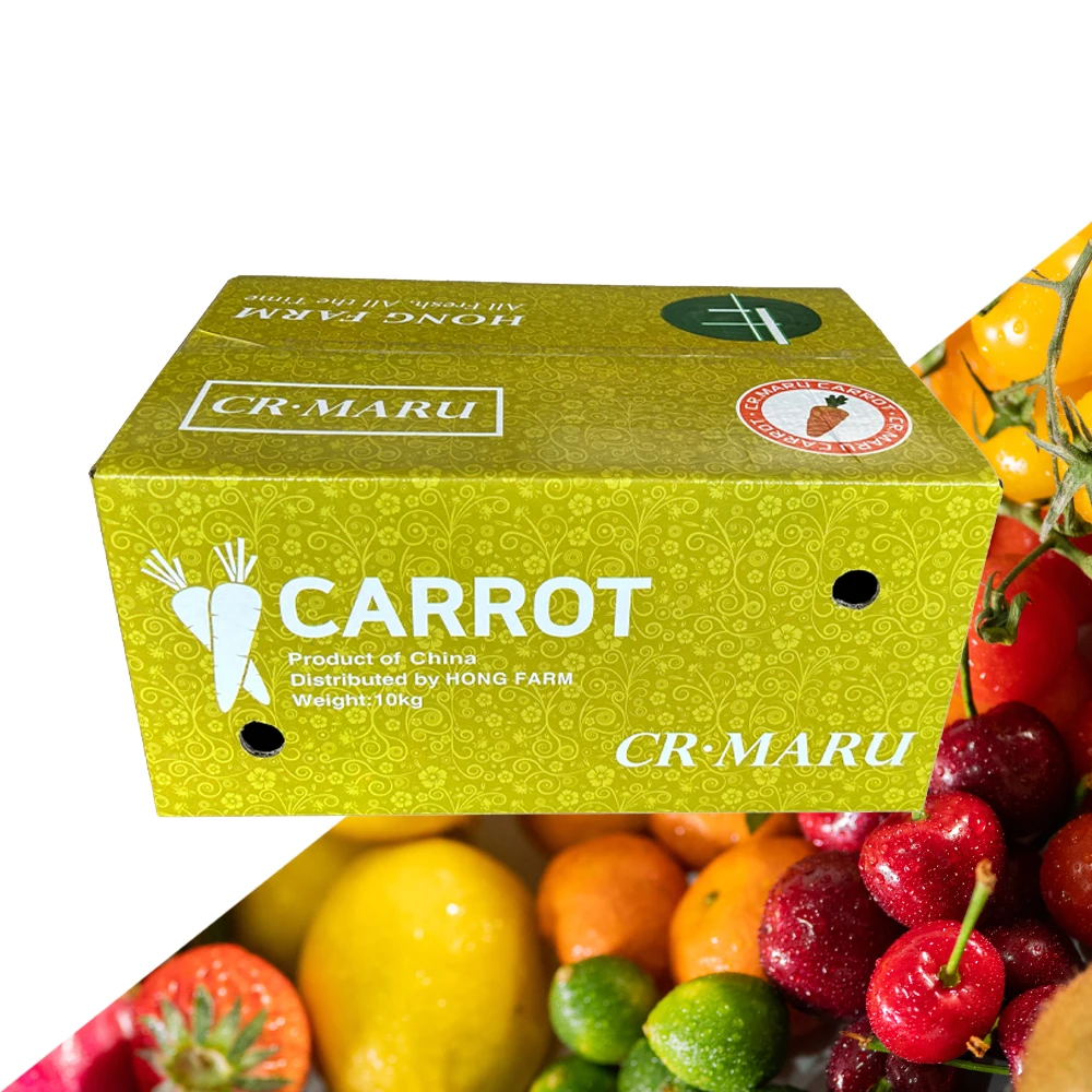 Custom Printed Carrot Corrugated Cardboard Box Stackable Large Square Fruit Vegetable Shipping Storage Packaging Carton Boxes
