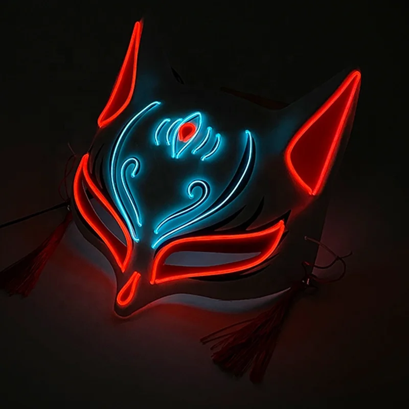Girl Women's Masquerade Party Light Up Fox Masks LED Luminous Upper Face Mask Glow In The Dark Cosplay Neon Ball Mask Supplies_voghion.com