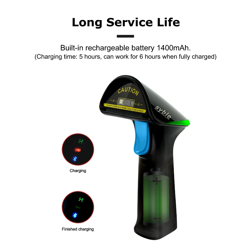 2D Wireless with Bluetooth  Barcode Scanner Supermarket Bar Reader