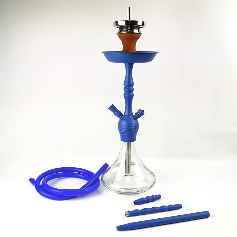 チャコールホルダー付きブルーシーシャパイプフルセットガラス水ギセル