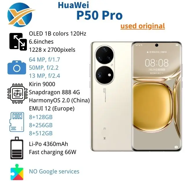 HUAWEI P50 Pro 4G Smartphone HarmonyOS 2 Snapdragon 888 6.6 OLED CN  Version