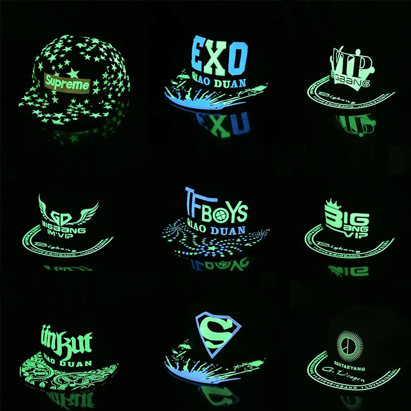 High Quality Wholesale men sports caps baseball caps custom logo luminous fluorescent cap