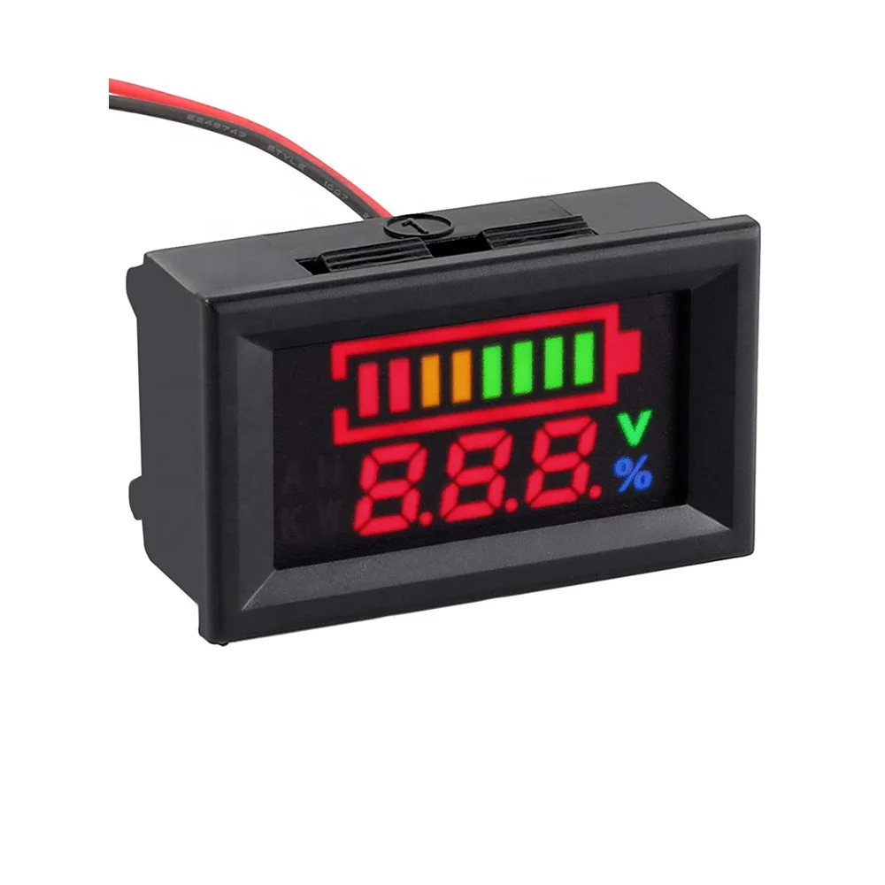LED Indicator Battery Capacity Tester Voltmeter 12V Lead-acid Lithium Red 