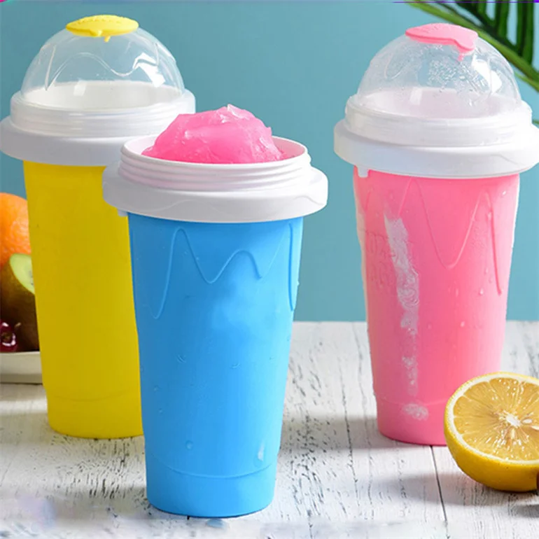 Eco-Friendly Plastic Ice Cream Squeeze Cup with Lid Food Grade Silicone  Frozen Slushy Maker DIY Smoothie Cup Pinch Cups - China Bottle and Cup  price