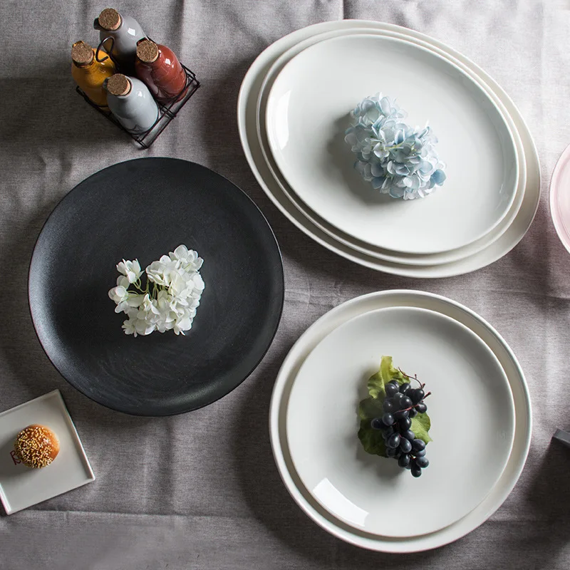 Round Oval Large Plate Cutlery Ceramic Fish Pizza Soup Breakable Wholesale Ceramic Plates Bulk