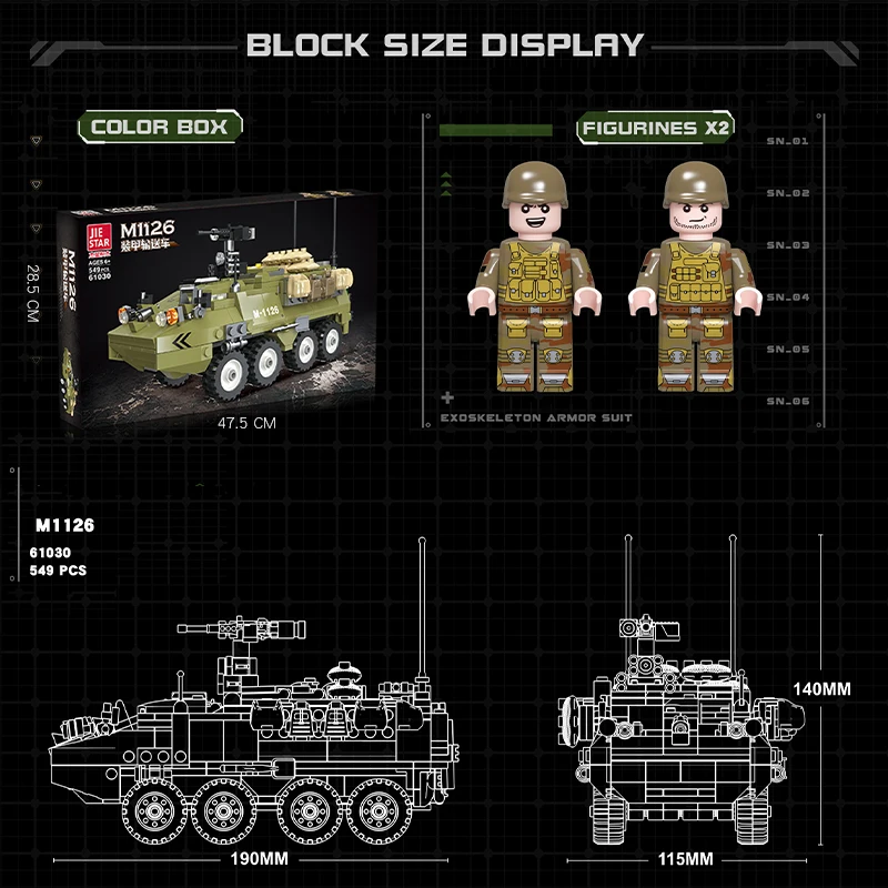 JIESTAR TOYS 549 Pcs M1126 Military Armored Transport