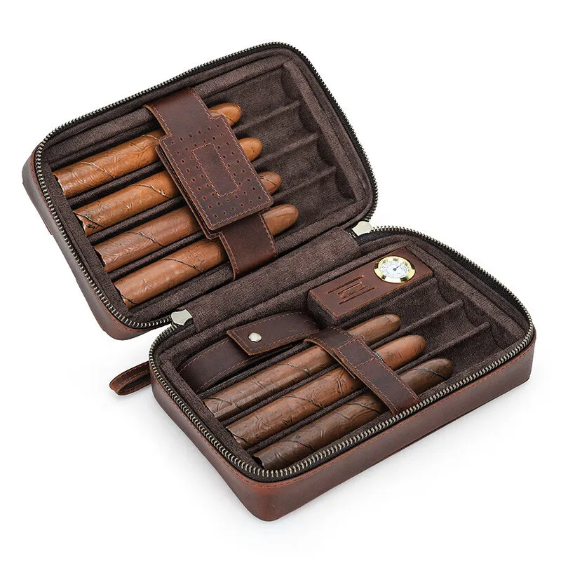 Многофункциональная прочная сигарная коробка винтажная портативная Кожаная Коробка Для Хранения Сигар дорожный высококачественный влагостойкий хьюмидор