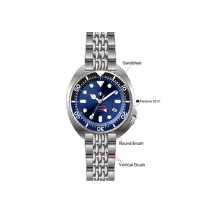 Custom Logo New Luxury Stainless Steel Japan GMT Function Automatic Watch with Pointer Dial 200 Meters Waterproof Dive Watch Men