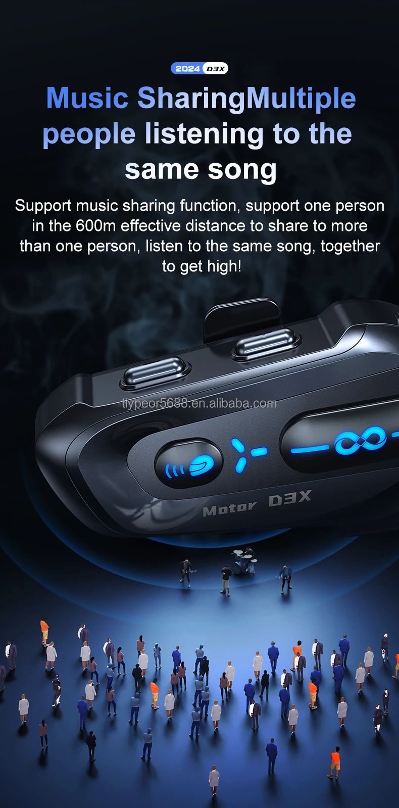 product tiypeor motorcycle bluetooth headset with 6 riders helmet intercom music sharing noise cancellation fm radio microphone-6