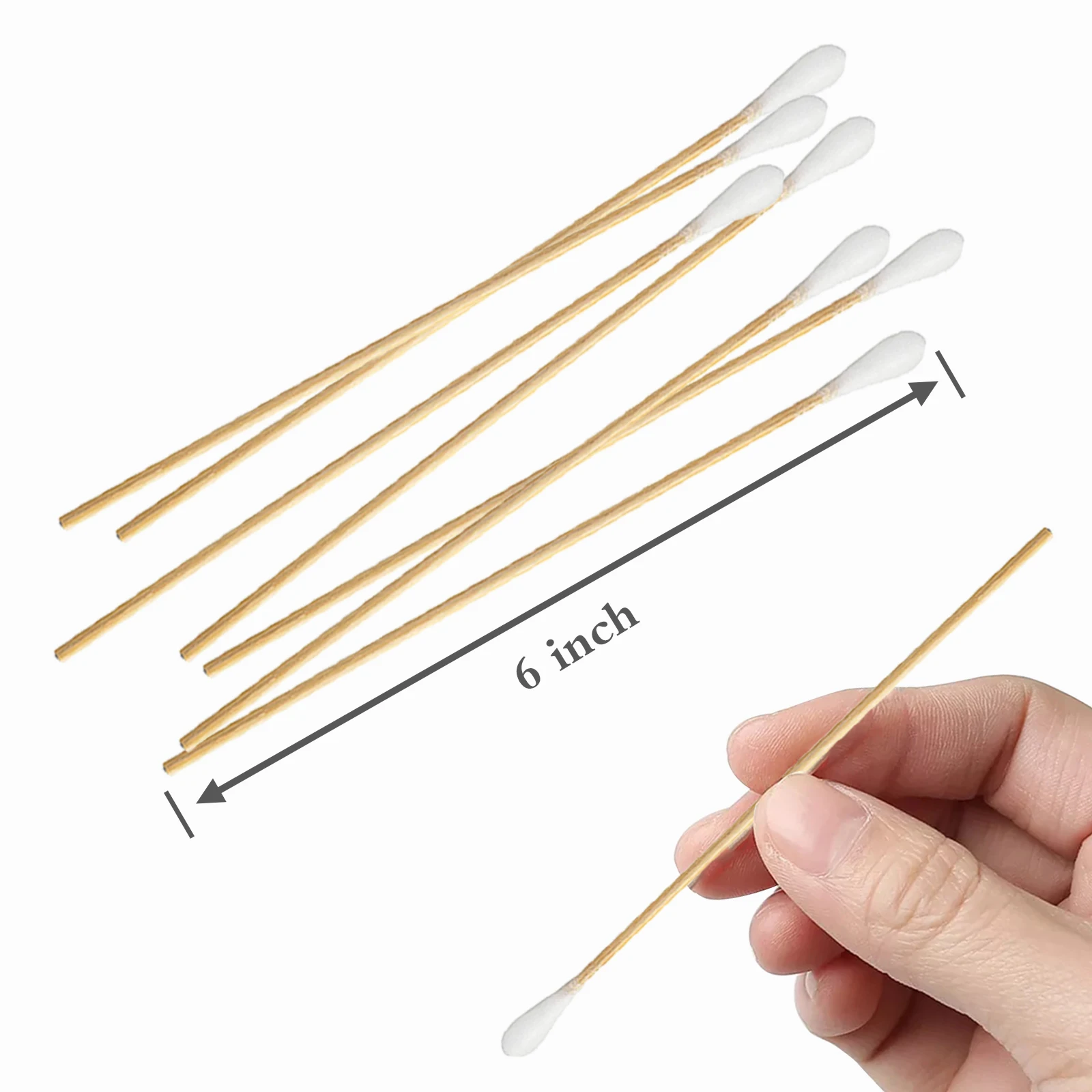 100pcs/bag 6" Wooden Stick Single Head Medical Cotton Swabs/ Buds Buy