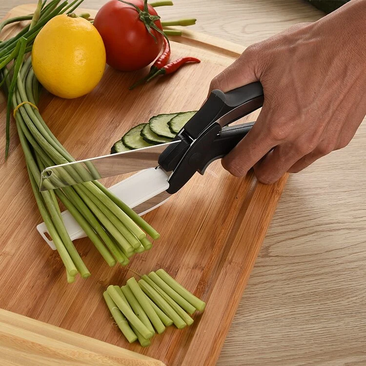 Multipurpose food scissors Kitchen 2 in 1 knife shearing scissors and cutting board
