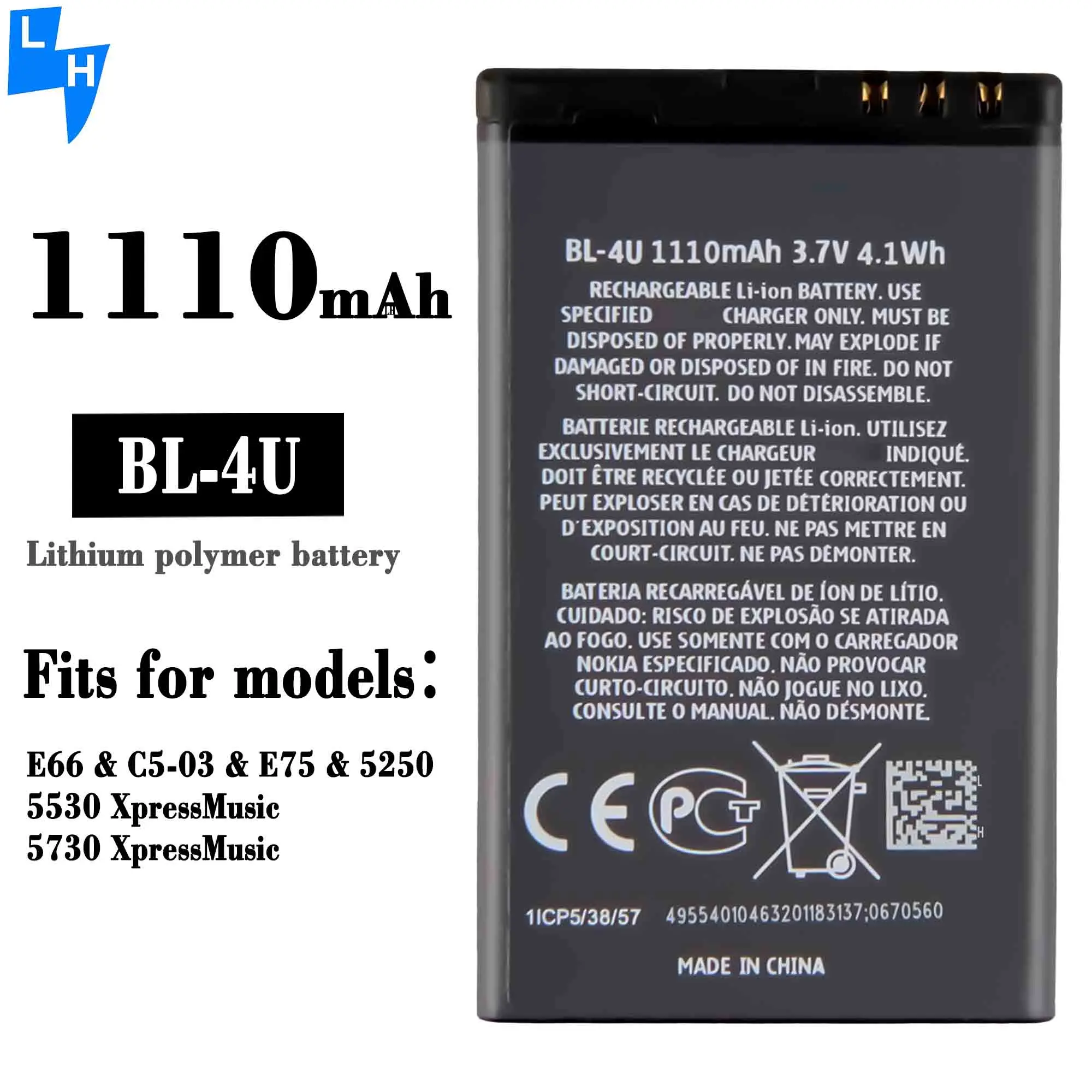 Original Mobile Phone Battery for Nokia Custom Brand 1110mAh