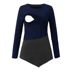 Женская толстовка для кормящих мам Одежда для беременных футболка для грудного вскармливания топы с асимметричным подолом для кормящих мам