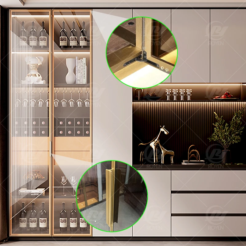 Home Decor 20mm Slim Frame Aluminum Door Profiles Handles High Quality Wardrobe Styles Glass Doors