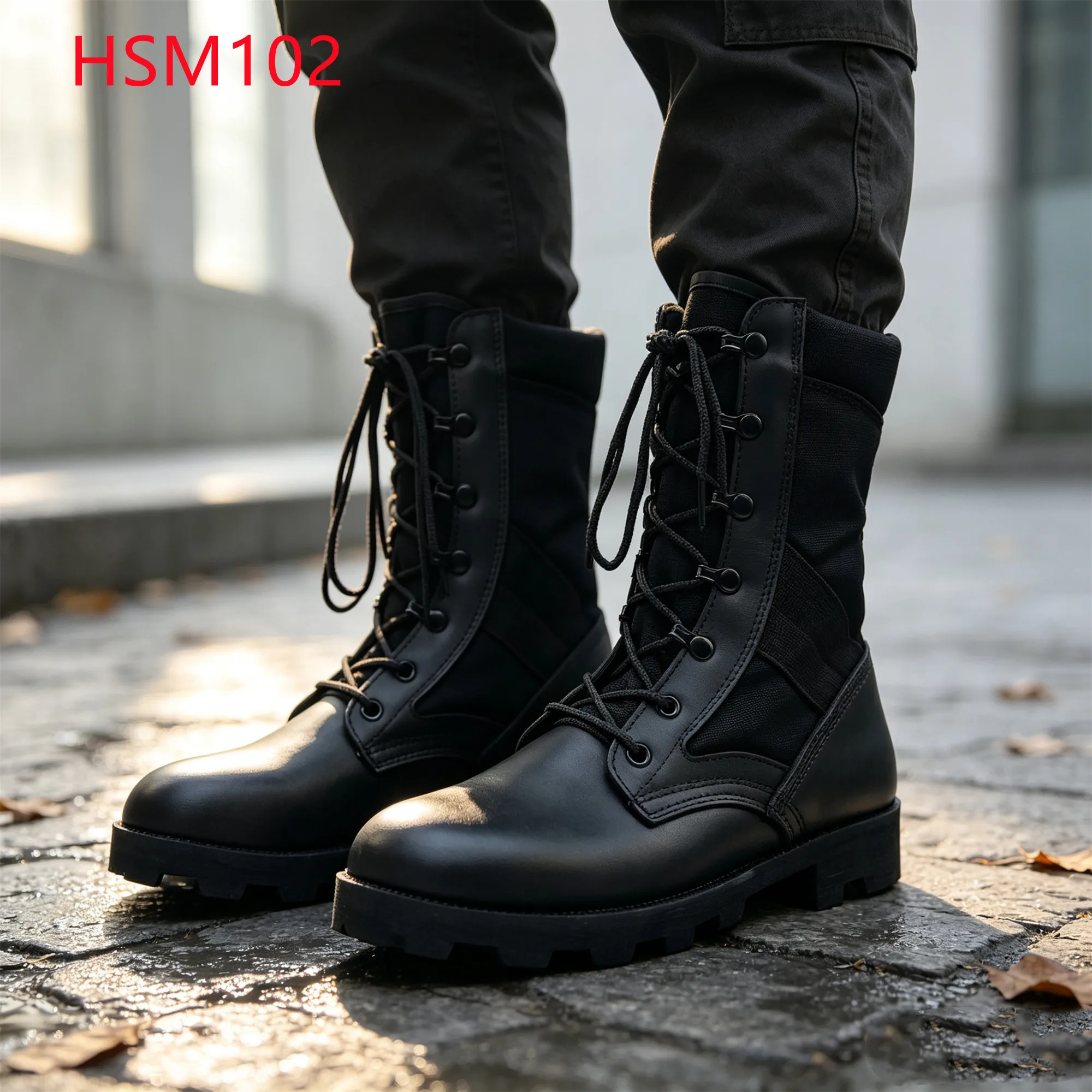 LXG,Coastal Patrol Water-repellent Nylon Fabric Hua Singh Combat Boots Vulcanized Rubber Sole Training Boots for Retail HSM102
