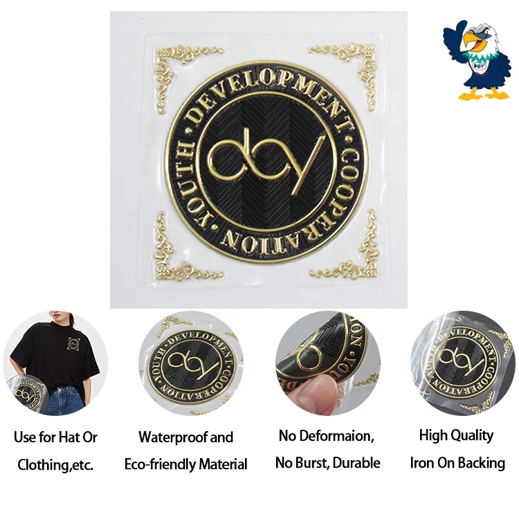 Luxury Custom Brand Golden Logo Embossed TPU Garment Labels for Clothing