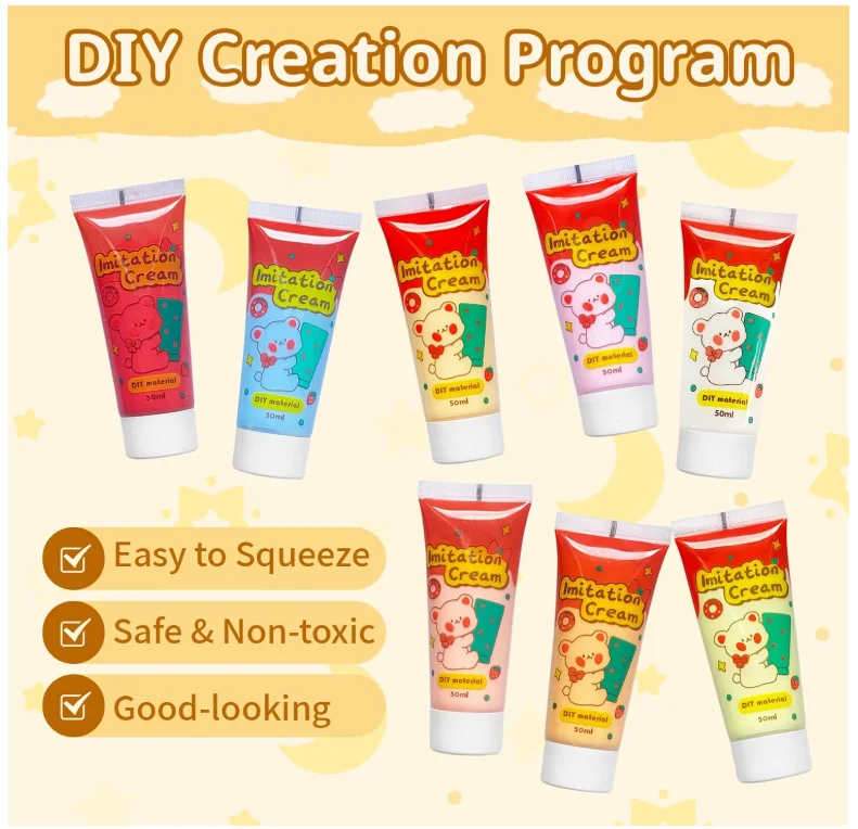 Diy Colorful Adhesive Simulation Decorative Glue Simulation Whipped Cream Glue Clay for Kids