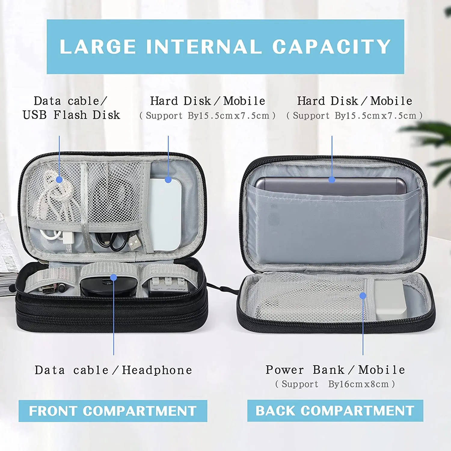 Factory Direct Waterproof Eva Case Travel Pouch Organizer Bag Retracting Cable Management for Digital Accessories Storage