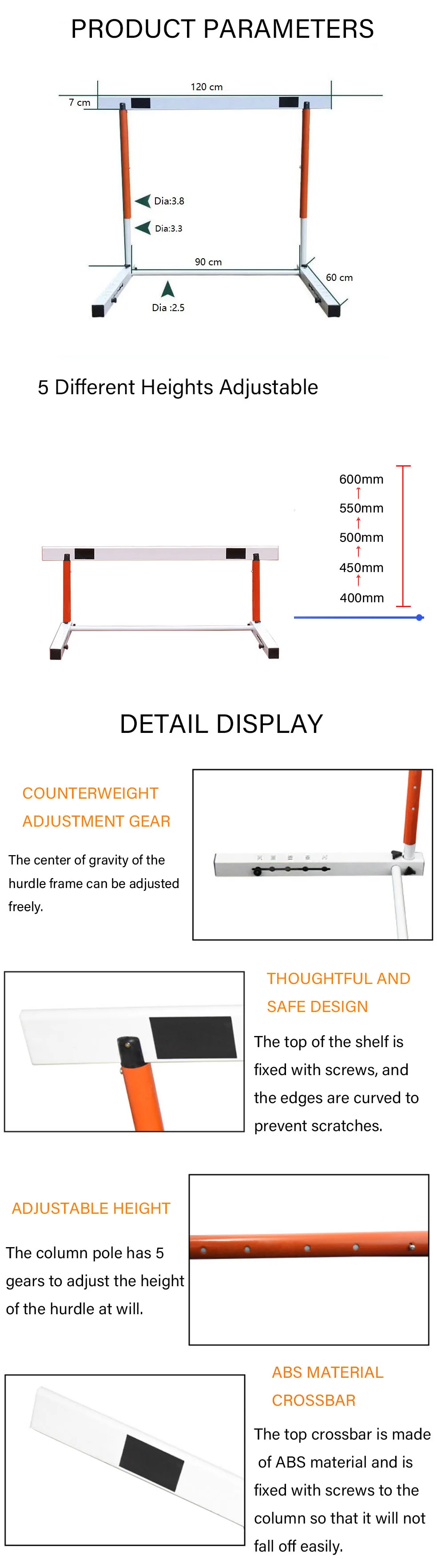 Adjustable Height Track And Field Competition Metal Hurdles Kids Hurdle