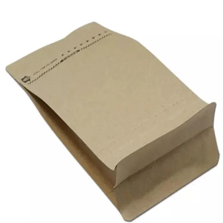 Private Label Custom Resealable Zipper Kraft Paper Bag Valve 8-Side Seal Moisture Proof for Salad Storage PE Vacuum Seal Pack