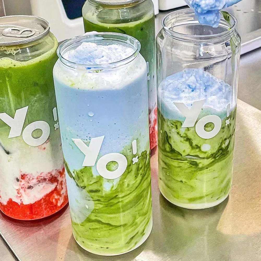 OEM PETプラスチック缶ロゴ入り透明プラスチック缶ソーダ飲料