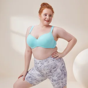 Seamless Push-Up Anti-Sagging Plus Size Bra Full Cup Side Support Adjusted-Straps Solid Pattern Bikini for Women Large Busts