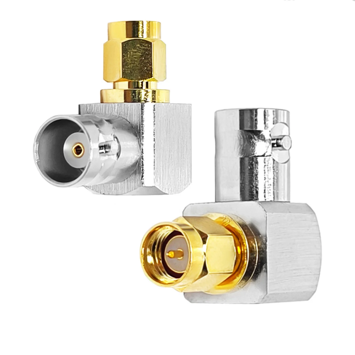 Factory Supply 50 Ohm Brass Materia BNC Female Jack to SMA Female Jack Right Angle L Shape RF Coaxial Adapter Connector in Stock
