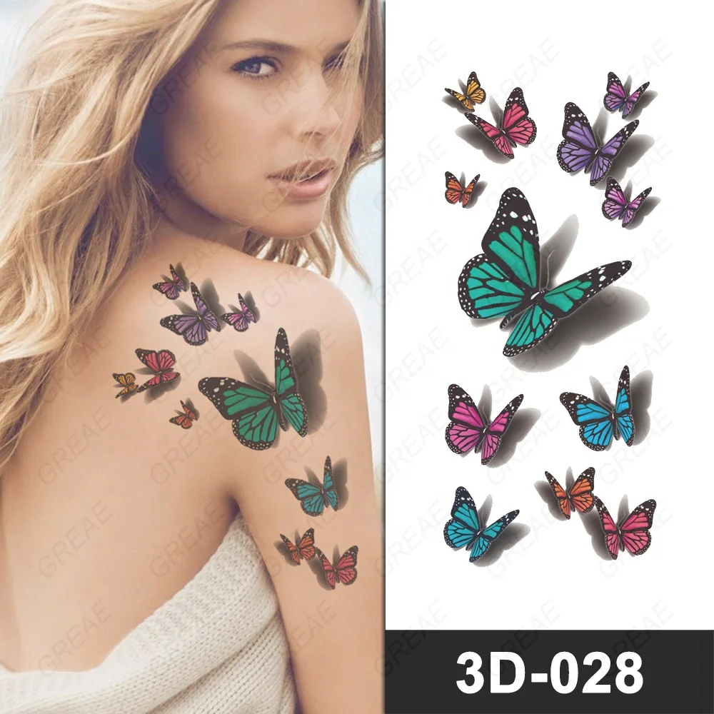 15Pcs Temporary Tattoo 3D Black Branch Rose Peony – Fake Tattoos