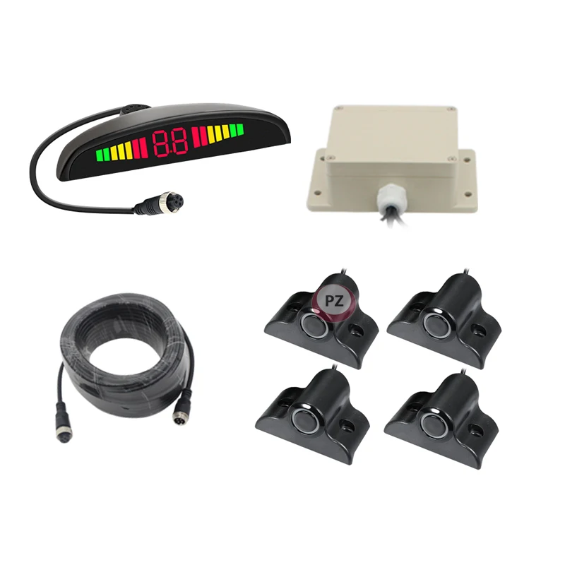 Automatic Digital Waterproof Truck Bus Alarm Parking Sensor System 4 Probes Long Range Detection with Buzzer Car Reversing Aid