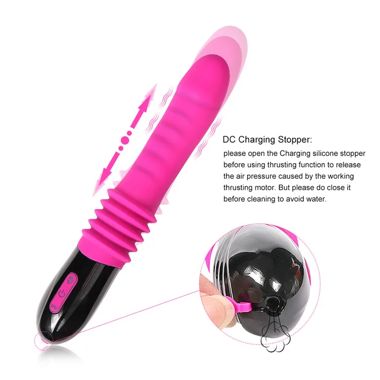 10 Frequency Rechargeable Rechargeable Handheld Rotating Beads Telescopic Dildo Vibrator for G Spot Stimulation