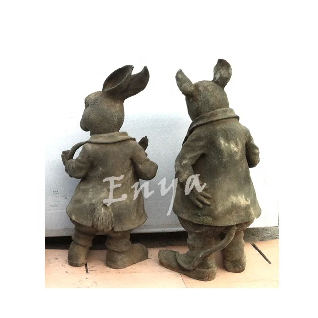 Factory Direct Wholesale Rustic Cast Iron Animal Garden Lawn Ornaments Art Metal Garten Deko Animal Statue Sculpture Figurines
