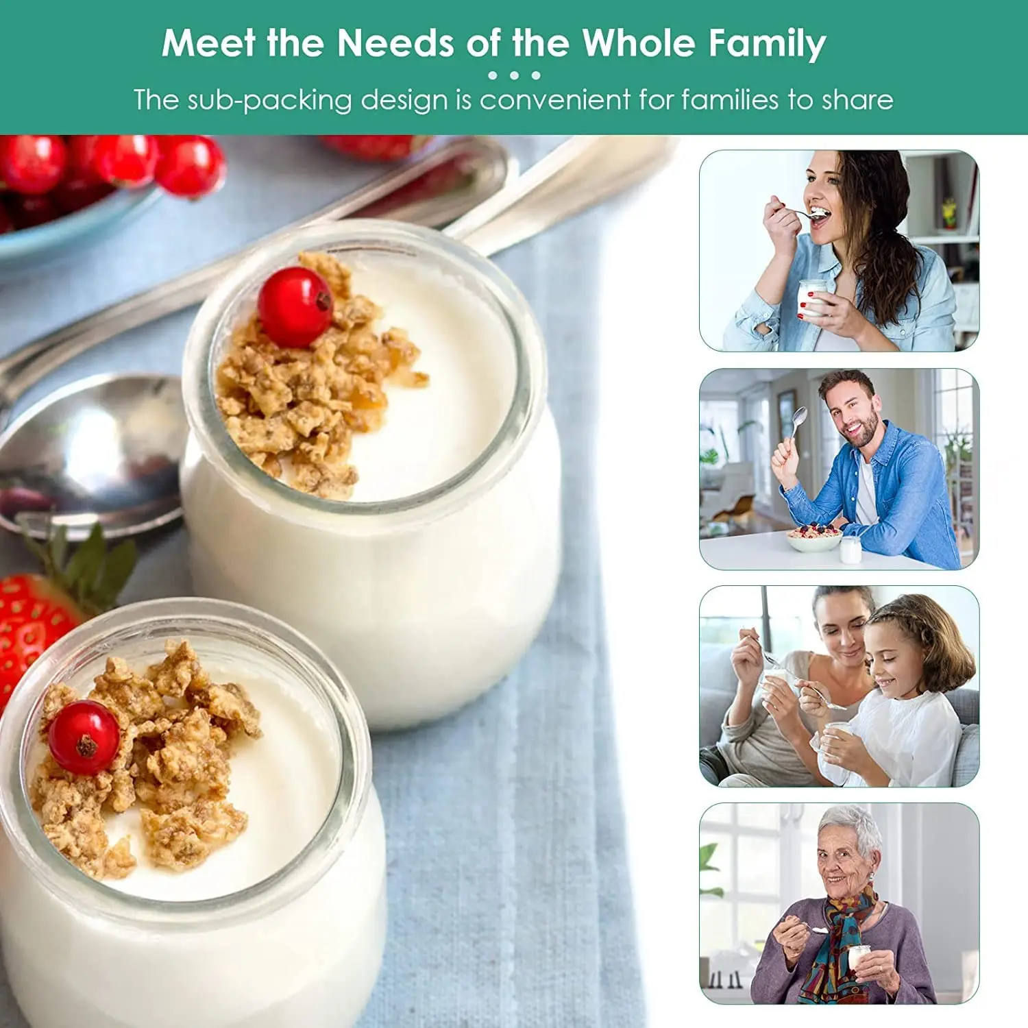 Yogurt Maker Temperature Control With Lcd Display And 8 X 180ml Glass