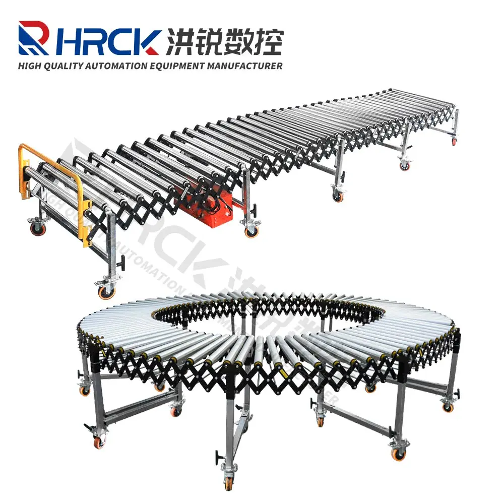 Hongrui Customized Flexible Telescopic Adjustable Gravity Roller Conveyor Belt