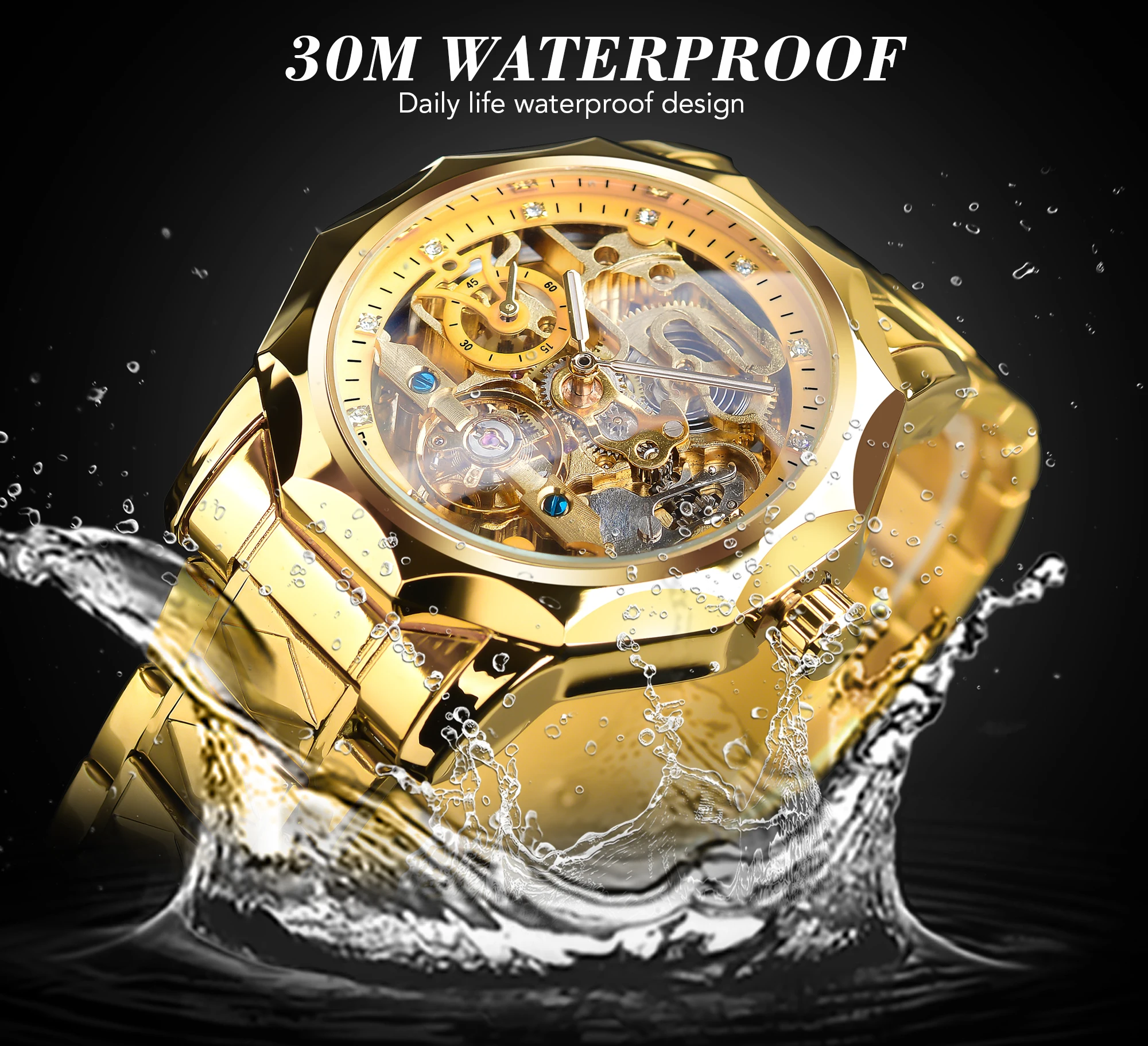 Forsining 2025 New New Tourbillion Design Mens Luxury Business Golden Automatic Mechanical Skeleton Wrist Watch Male Clock