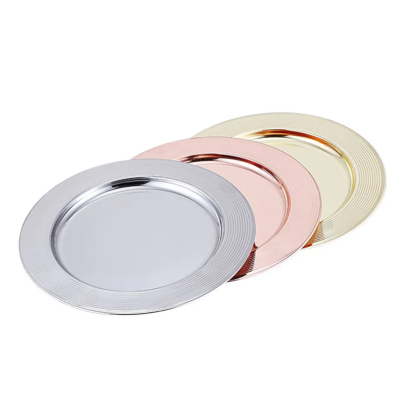 High Quality 30cm Stainless Steel Magnetic Tray Eco-Friendly for Charger Plate Serving Dish for Home or Wedding Wholesale