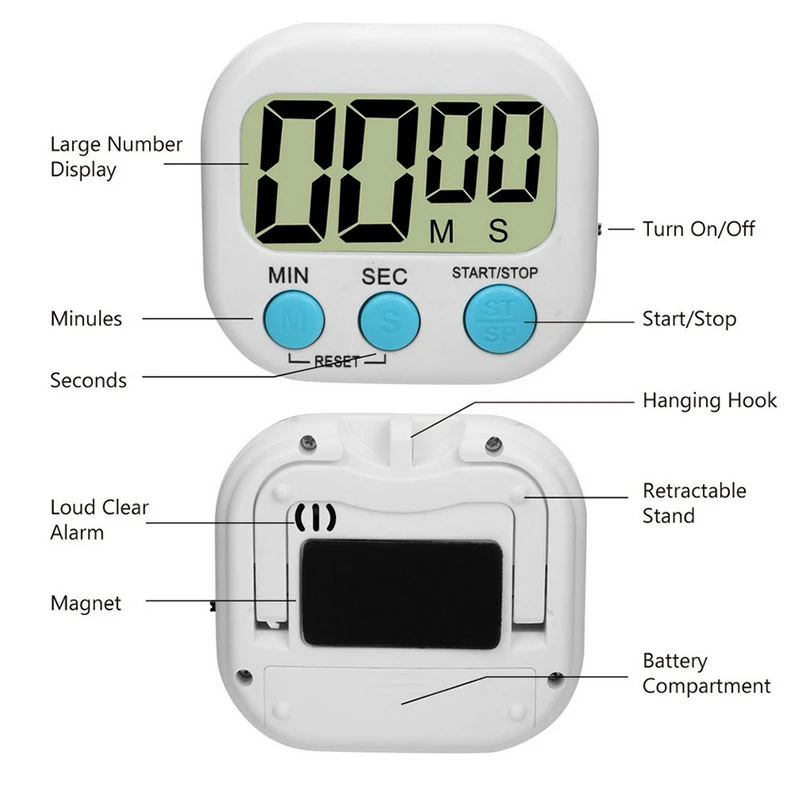 Digital Kitchen Timer LCD Digital Countdown Timer Cooking Timer Alarm Clock Home Kitchen Cronometro De Cocina Digital